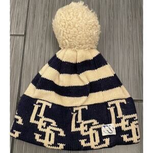 Vintage Murray Merkley Pure Virgin Wool Pom Hat Beige/Navy